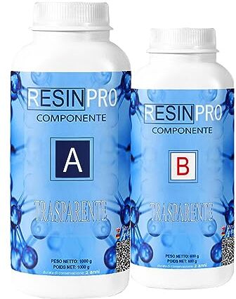 Resin Pro ® 1,6 KG Resina Epossidica Ultra Trasparente Atossica Resina + Indurente, Effetto Acqua per Creazioni Artistiche, Rivestimento Superfici, Modellismo, DIY, Bricolage