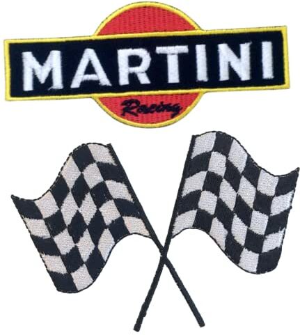 Generic Martini Motor Racing Cars Bike Track Sventolando Bandiere a scacchi Biker Rider Vestiti Decorazione Divertimento Jeans Giacca Abbigliamento Distintivo Ferro da cucire Toppa ricamata appliqué