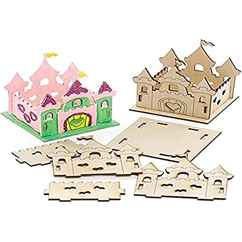 Baker Ross Kit Modello Castello in Legno Confezione da 3, Portacandele da Decorare ed Esporre, Progetto Artistico e Artigianale per Bambini
