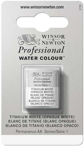 Winsor & Newton Professional Vernici ad acquerello, vivaci e resistenti alla luce, pigmenti per artisti, 1/2 GODET, colore: Bianco Di Titanio (Bianco Opaco)