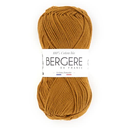 Bergere de France Bergère de France 100% COTON BIO, gomitoli di lana per lavoro a maglia e all'uncinetto (50 g) 100% cotone biologico 3 mm filato tondo per l'estate Arancione (Cuivre)