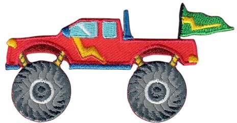 PatchMommy Toppa Termoadesiva Monster Truck Auto Camion Patch Ricamate per Ferro da Stiro o per Cucire Toppe Adesive per Vestiti, Applicazioni per Tessuti Bambini