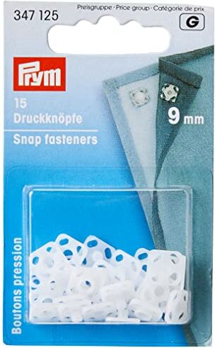 Prym Bottoni Automatici, Plastic, Bianco, 9 mm, Weiß, 15 Stück, unità