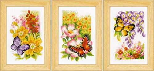 Vervaco – Kit Punto Croce 0155954 Pezzi in Miniatura Set di 3 Bianco 100% Lana, 8 x 12 x 0.3 cm