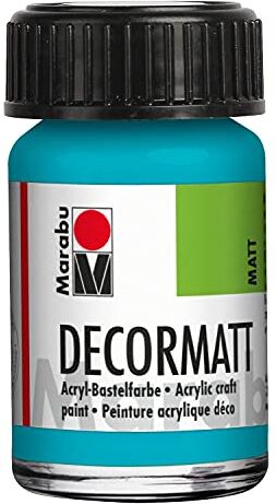 Marabu 14010039091 Decormatt Acryl Karibik 091 Pittura acrilica opaca a base di acqua, crema e colori intensi, resistente alla saliva, resistente alle intemperie, per dipingere e stencil