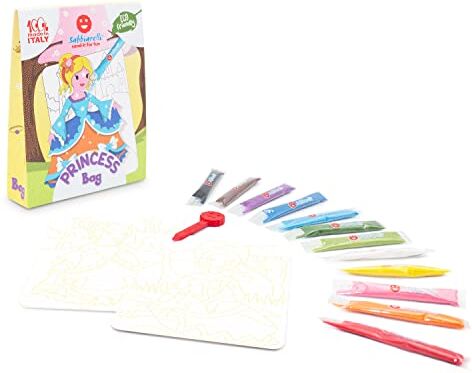 Sabbiarelli Sand-it For Fun Bag Princess Set Lavoretti Creativi: Colora con la Sabbia i disegni delle principesse, 12 colori, Regalino di Compleanno Bambine anni 5+