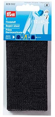 Prym 929552-1-Telo di Riparazione in Denim, 12 x 45 cm, Colore: Nero, 10 mm