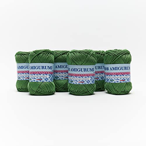 B.B.B. FILATI Amigurumi Gomitolo filato puro cotone morbidissimo adatto per creare bambole e pupazzi lavabile in lavatrice per Ferri/Uncinetto: 3 4 Verde prato 462 6pz 300 gr