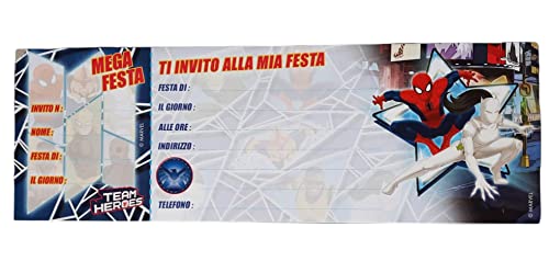 AQUILONE INVITI FESTA COMPLEANNO BIGLIETTI MARVEL SPIDERMAN-UOMO RAGNO 15 pz