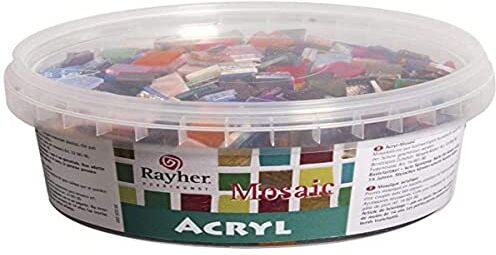 Rayher Tessere Per Mosaico In Acrilico, Quadrati, Formato 1 X 1cm, 300G, Trasparente, Colori Misti, Per Lavori Creativi E Fai-Da-Te, Interni Ed Esterni