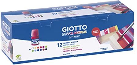 Giotto Confezione 12 Flaconi Decor Acrylic, 12 x 25ml