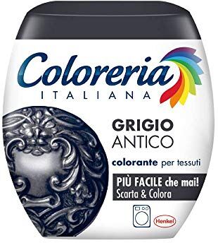 Coloreria Italiana Grey Colorante Tessuti E Vestiti In Lavatrice, Grigio Antico, 1 Confezione