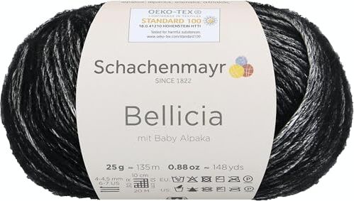 Schachenmayr Bellicia, ca. 135 m, 00098, nero/bianco, 25 g