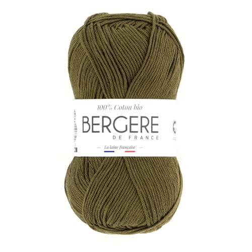 Bergere de France Bergère de France 100% COTON BIO, gomitoli di lana per lavoro a maglia e all'uncinetto (50 g) 100% cotone biologico 3 mm filato tondo per l'estate Marrone (Mousse)