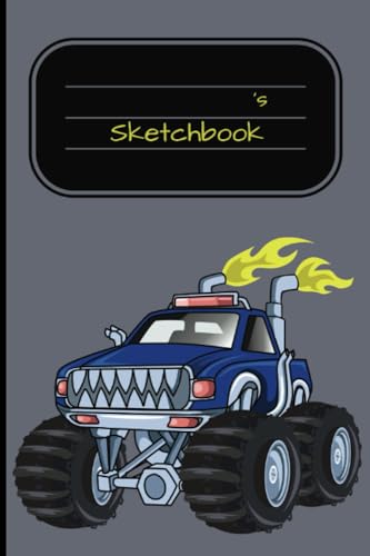 Designs, KLH Sketchbook   Blazing Monster Truck Themed   Bordered, White Sketchbook Pages: 6 x 9 inches   100 pages