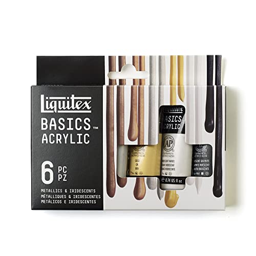 LIQUITEX Basics Pittura acrilica, Pigmenti per artisti monopigmentati, Resistente alla luce, durevole nel tempo, Finitura satinata, Set di colori 6 Tubetti da 22 ml