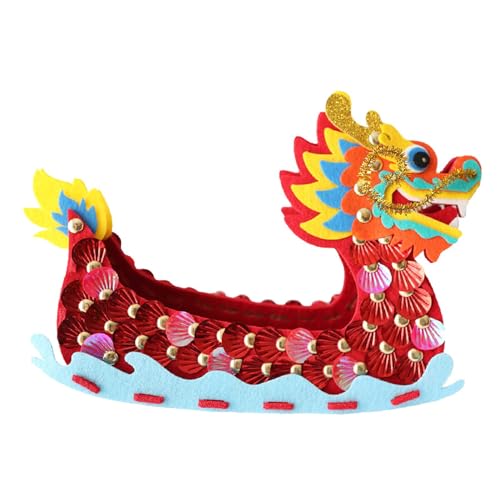 rockible Scatola di immagazzinaggio artigianali in feltro fai-da-te, Ornamento fatto a mano della barca del drago Borsa della scatola di immagazzinaggio