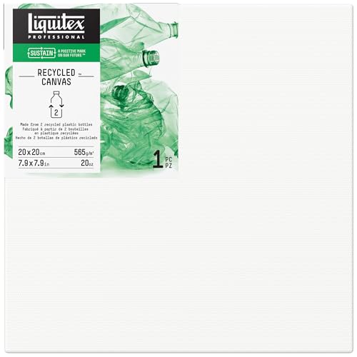 LIQUITEX Telaio riciclato, realizzato in 100% plastica riciclata, tela di alta qualità da 565 g/m², FSC, 3 strati di primer per colori ad olio e colori acrilici, 20 x 20 cm