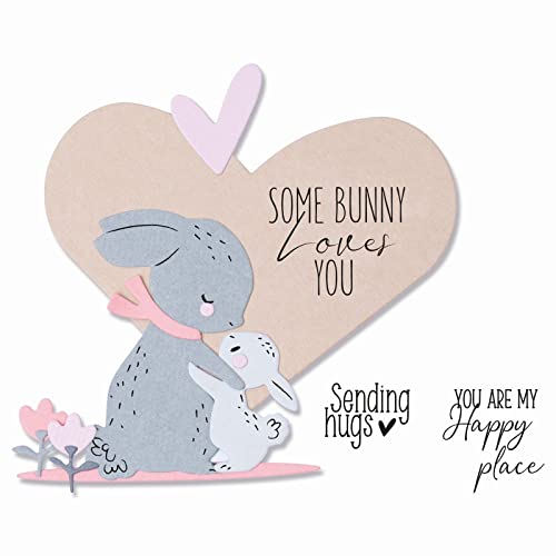 Sizzix Framelits Die Set 8PK con timbri 5PK Bunny Love di Olivia Rose,