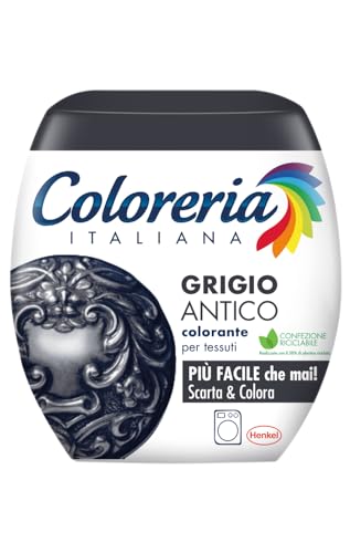 Coloreria Italiana Grey Colorante Tessuti e Vestiti in Lavatrice, Grigio Antico, 1 Confezione
