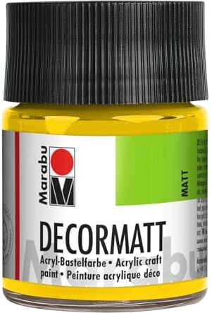 Marabu Decormatt Acrilico Giallo 019, 50 ml, Opaco, a Base d'Acqua, cremoso e dai Colori intensi, Saliva, Resistente alle intemperie, per dipingere e Modellare Liberamente