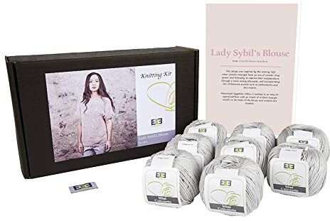 DesignEtte Lady Sybil's Kit per Lavoro a Maglia per Adulti, 100% Cotone Egiziano Mercerizzato con gomitoli e Motivo in Un Set per Principianti per Principianti, Confezione da 50 g, 127 m/5 Strati,