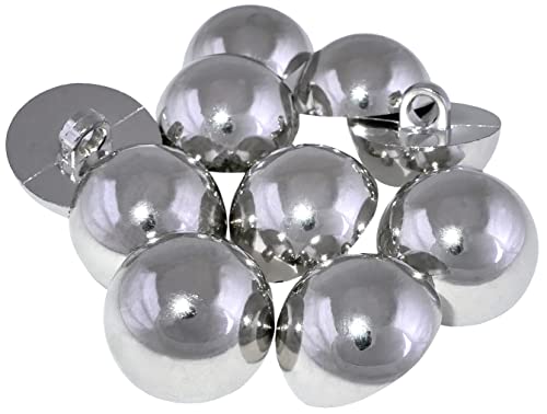 Aerzetix C56925 Set di 10 Bottoni a coda mezza sfera decorativi 19x15mm per cucire L30 30L colore argento apertura 4mm in plastica merceria/abbigliamento/cucito