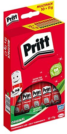 Pritt Colla stick, sicura e adatta ai bambini per arti mestieri, forte scuola ufficio, 10x 11 g