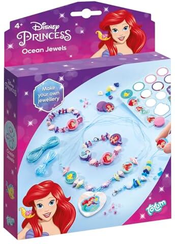 Totum Disney Princess Craft Set: Ocean Jewels-Gioielli di Mare con Ciondolo a Forma di Cuore, Varie Perline e Adesivi con Il Motivo di Arielle, Colore Bianco, 0