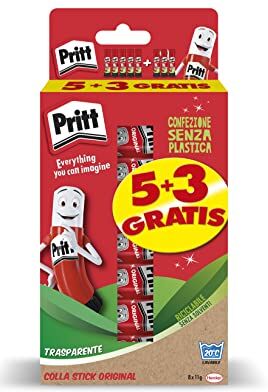 Pritt Colla Stick 8 x 11g, colla per bambini sicura e affidabile, colla  per lavoretti e fai da te, con una tenuta forte per uso scuola e ufficio, 8 stick x 11g