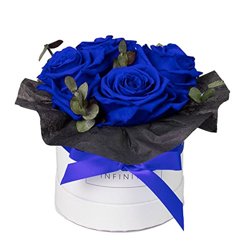 Infinity Bouquet di eucalipto blu – Rosa conservata in confezione regalo, fiorisce 3 anni senza acqua