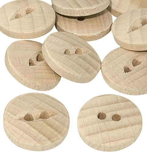Aerzetix C56495 Set di 10 bottoni per cucire rotondi in legno Ø15x4mm con 2 fori 24L L24 colore naturale apertura 2mm per artigianato merceria cucito abbigliamento decorazione