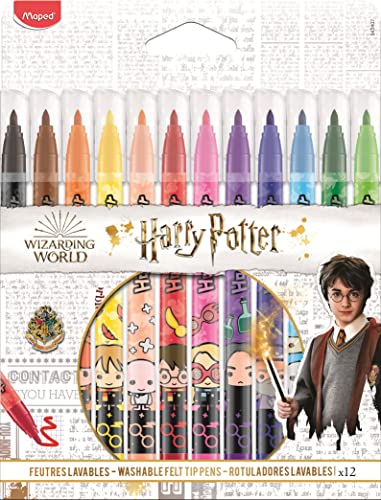 Maped 12 pennarelli Giungla decorati di Harry Potter, lavabili e resistenti all'essiccazione, multicolore