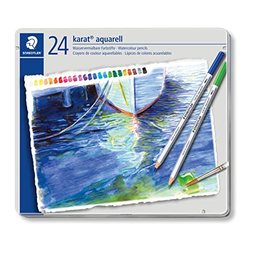 Staedtler karat aquarell matite colorate acquerellabili scatola in metallo da 24