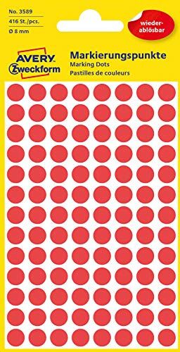 Avery etichetta 8 mm marcatura punto rosso, riposizionabili, 416st