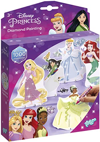 Totum Princesses Disney Princess Diamond Painting Set: Crea Immagini Scintillanti di Arielle, Belle e Rapunzel con bellissime Pietre Glitterate, Colore, Taglia Unica, 0