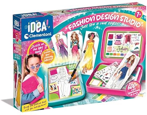 Clementoni - Fashion Designer-Gioco Disegno, Lavagna con Luce, dipingere e Creare Look. Include Schizzi, Accessori e proposte per progettare la Moda a Tuo piacimento-Giocattolo 7 Anni ()