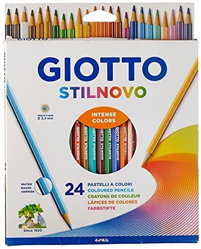 Giotto Stilnovo Astuccio Da 24 Matite A Pastello Colorate, 3.3Mm, Multicolore, ‎24 Unità (Confezione da 1)