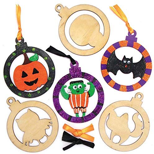 Baker Ross Kit Decorazioni Di Legno Di Halloween Confezione Da 10, Creativi Articoli Artigianali Di Halloween Per Bambini Da Realizzare E Decorare