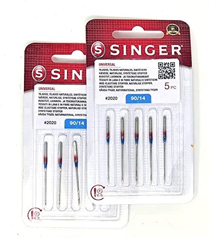 Singer , Kit di 2 confezioni di aghi 804R 2020 90/14, tessuti di cotone, per macchine da cucire 130/705 H