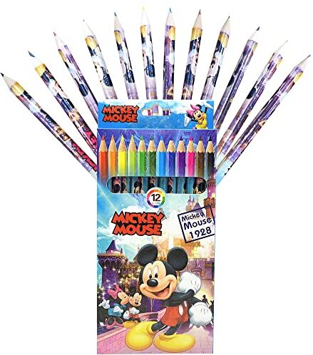 MODALI Mickey Mouse Matite Colorate, Matite Colorate e da Disegno, Gadget Compleanno Bambini Set di 12 Matite Colorate, Regalini Fine Festa Bambini