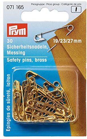 Prym Safety Pins, Ottone, Gold, 19/23 / 27 mm, goldfarbig, 30 Stück