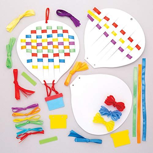 Baker Ross Kit da cucito con mongolfiera (confezione da 6) Kit con nastro e sagoma per bambini, assorted