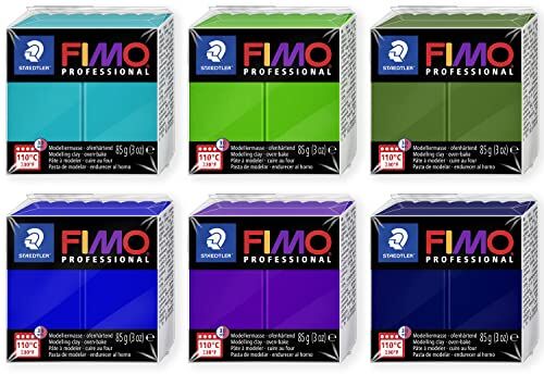 Staedtler Fimo 8004 Pasta modellabile professionale, indurente al forno, confezione da 6 blocchi da 85 g, colori freddi