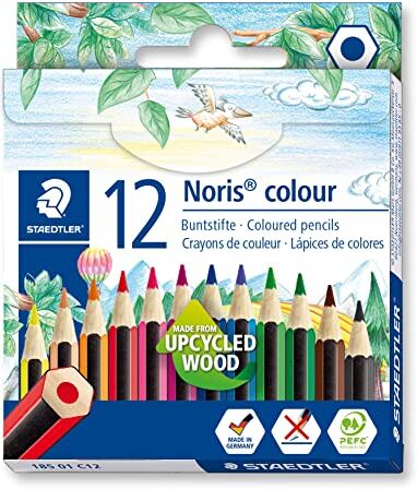 Staedtler Noris 185 01 C12 Matite colorate a mezza lunghezza, 12 colori assortiti (confezione da 12)