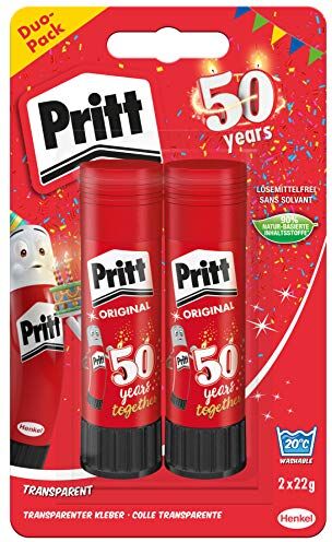 Pritt Colla stick sicura e adatta ai bambini, per lavori artistici e creativi, colla forte per scuola e ufficio, 2 colle  da 22 g