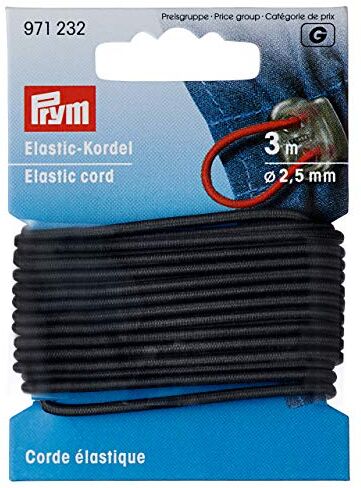 Prym Elastic Cord, 60% ED 40% PES, Grey, Ø 2,5 mm   3 m