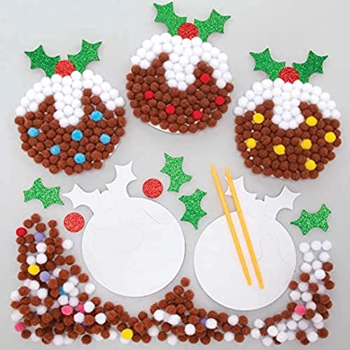 Baker Ross , kit per budino natalizio, confezione da 5, kit di artigianato natalizio per bambini