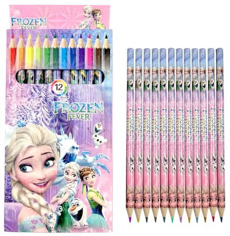 BJPERFMS Frozen Matite Colorate Bambini, Elsa Colori Bambini, 12 Pezzi Matite Colorate, Frozen Matite, Matite Colorate e da Disegno, Gadget Compleanno, Regalo Festa, per Disegnare, Festa Bambini