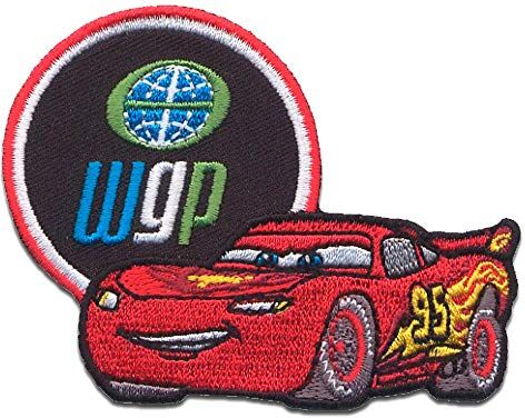 Comercial Mercera Cars 2 'Saetta Mcqueen Wgp' Disney Toppe Termoadesive Patch Toppa Ricamate, Misura: 8,2 x 6,3 cm